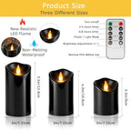 Flameless Candles 4" 5" 6" Set of 9 Outdoor Indoor Pillars Battery Operated Flickering Candles Include 8-Key Remote Timer Function Black Fake LED Candles for Wedding, Aniversary,Christmas Decor - Image 4
