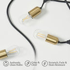 Brightech Glow LED String Lights - 48 Ft Commercial Grade Patio Lights with Beautiful Brass Accents - Outdoor Waterproof Globe Porch String Lights for Outside, Backyard, Gardens - 15 2W LED Bulbs - Image 3