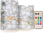 ALAZA Marble Textures Flameless Candles, LED Pillar Candles with Remote Timer, Battery Operated Candles Set of 2 by ALAZA