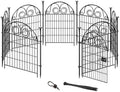 Getlay Tall Garden Animal Barrier Fence With Gate, 32 in(H)×27 in(L) 8 Panels Dog Digging Fencing Barrier, Black Metal Temporary Fence, Reusable Defense Fences For Outdoor Yard. Total 17.5 Ft│Patented by Getlaygardenfence