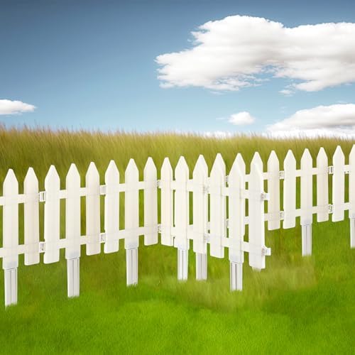 72 Pack White Garden Fence with 72 Insert Lawn Picket Fence Garden Border Decorative Plastic Panels for Landscape Path Flowerbeds Plant Yard, 6.69'' L x 7.87'' H - Image 5