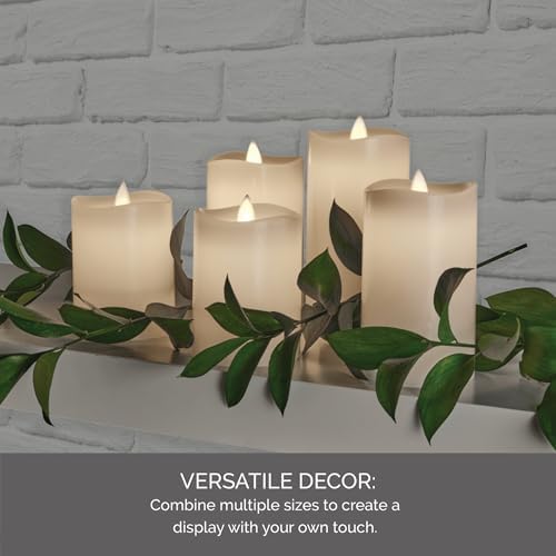 Mikasa LED Wax Pillar Candle, 3 x 6 Inch White Flameless Candle with Dancing Flame Effect, 5-Hour Timer, Battery Operated Candle for Home Decor and Table Decor - Image 3