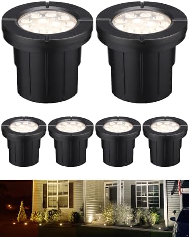 LEONLITE 6-Pack Dia. 4 Inch 5CCT Well Lights Flat Top Black by LEONLITE