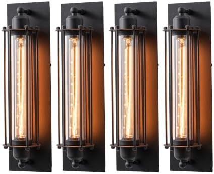 mirrea 18-Inch Industrial Outdoor Wall Light Sconce, Matte Black, Set of 4 by mirrea