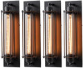 mirrea 18-Inch Industrial Outdoor Wall Light Sconce, Matte Black, Set of 4 by mirrea