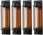mirrea 18-Inch Industrial Outdoor Wall Light Sconce, Matte Black, Set of 4 by mirrea