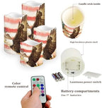 USA Eagle Flag Flameless Light Candles with Remote Timer Battery Operated Candles Color Changing Fake Pillar Candles Tea Lights Home 4th of July Decorations - Image 3