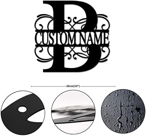 Metal Sign B Custom Name Initial Letter Monogram Customized Steel Metal Wall Cut Out Cut Out Sign Ready to Hang Retro Metal Welcome Sign Decor for Indoor Outdoor Cabin Garage 24 Inch - Image 2