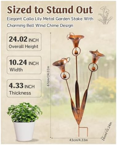 Calla Lily Garden Stake Metal Wind Chime - Image 4