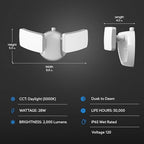 Feit Electric 28W Dusk to Dawn Dual Head Outdoor LED Security Flood Light, 2000 Lumens, 5000K Daylight, Adjustable Heads, Waterproof, Hardwired, 50,000-Hour Lifetime, S9DFL/850/DD/WH - Image 5