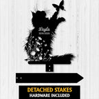 Custom Longhair Cat Memorial Stake, Cat Playing with Butterfly Grave Marker, Personalized Pet Loss Gift Metal Garden Plaque (Cat Playing with Butterfly) - Image 3