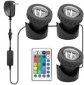 Colored Pond Lights with Timer, RGB Fountain Lights IP68 Waterproof Pond Light, Dimmable Outdoor Landscape Lights for Fish Tank Pond Fountain Garden, 3 Lights by TENSUL
