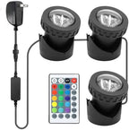Colored Pond Lights with Timer, RGB Fountain Lights IP68 Waterproof Pond Light, Dimmable Outdoor Landscape Lights for Fish Tank Pond Fountain Garden, 3 Lights by TENSUL