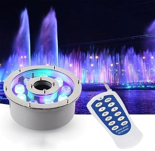 Recessed Underwater Lights - Ring Fountain RGB Light, 12V Low Voltage Middle Hole Pond Lighting, IP68 Waterproof Submersible Fountain Spotlight, For Underwater Landscape Decorative(RGB+remote Control, by Unknown