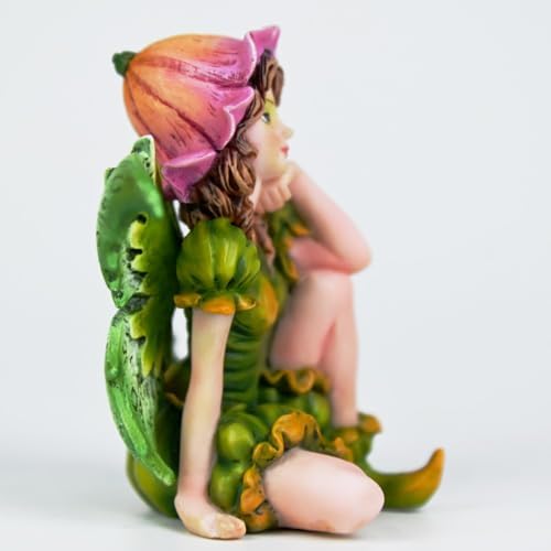 Fantasy Fairy Figurine, 3.15 Inch Mini Garden Fairy Statue, Hand-Painted Resin Indoor Outdoor Decor for Desk, Plant Pot, Fairy Garden (Green & Pink) - Image 7