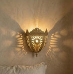 Set of 2 Moroccan Brass Wall Sconce, Handcrafted Filigree Style, Living Room Ambient Accent Lighting Gift, Half Dome Sconce (Atlas) - Image 7