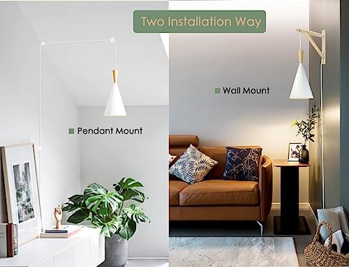 Hanging Grow Light, 20W Full Spectrum Pendant Grow Lights 15FT Power Cord, Decorative Grow Light for Indoor Plants, Flowers, Garden (Ceiling Mounted Hooks&Wall Mounted Bracket Included - Image 6