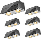 NIORSUN Solar Fence Lights,6 Pack Deck Light,Led Outdoor Lights 3000K/4500K/6000K+ RGB Up & Down Wall Lights Waterproof,Solar Powered Light for Backyard/Pool/Railing/Patio/Porch/Step Black by NIORSUN