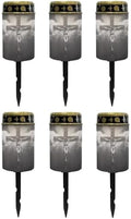 Poceacles Cross Solar Lights Set of 6 Outdoor Solar Powered Outdoor Cemetery Stake Lights Grave Solar Lamp Landscape Lighting Waterproof Grave Flameless Candles, God Cross Black by Poceacles