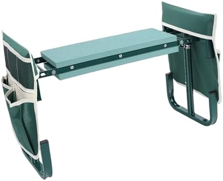Rengue Garden Kneeler and Seat, Workseats Folding Stool with 2 Tool Pouches, Supports 400 Lbs for Gardeners, Seniors, Camping Garden Kneeler and Seat, Carbon Steel, Adjustable Nan (Green) - Image 7