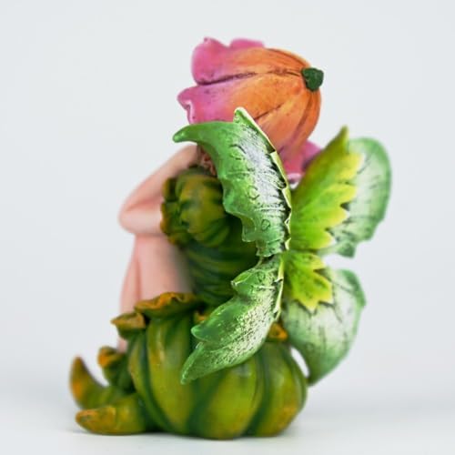 Fantasy Fairy Figurine, 3.15 Inch Mini Garden Fairy Statue, Hand-Painted Resin Indoor Outdoor Decor for Desk, Plant Pot, Fairy Garden (Green & Pink) - Image 3