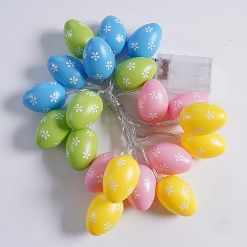 CAKERS Creative Easter Day String Lights|LED Warm White Copper Wire Lights|Hanging Fairy Lights for Bedroom Party Decor,Colorful Eggs,3m(9.8ft)-20LED-Battery - Image 3