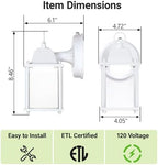 LIT-PaTH Outdoor Wall Light Dusk to Dawn, Aluminum, LED 5000K, White 2 Pack - Image 6