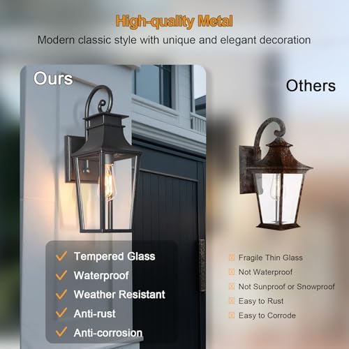 ALVIME 19" Matte Black Large Outdoor Wall Sconce - Image 5