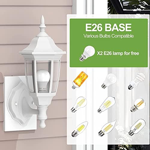 EMART Plastic Outdoor Wall Light Fixtures, Porch Sconces(2 Pack, White) - Image 6