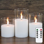 GenSwin Glass Flameless Candles Battery Operated with Remote Clear by GenSwin