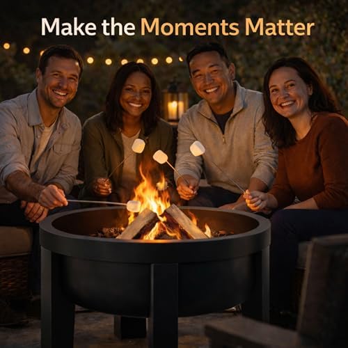Fire Chief Wood Burning Fire Pit with Tabletop Lid – Modern Outdoor Metal Fire Pit for Patio & Backyard – Premium Heavy Duty Fire Pit Bowl with Multi-Use Side Table (Modern Bowl) - Image 7