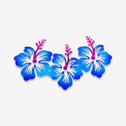 Hibiscus Flower Metal Wall Art Blue Floral Plaque Rustic Hanging Decor for Living Room Bedroom Patio Garden Indoor Outdoor Stylish Botanical Ornament (16 INCH) by Unknown