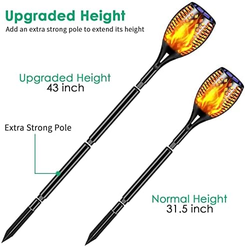 TomCare Flickering Flame Solar Torch Lights Outdoor, 43" Tall, 4 Pack - Image 3