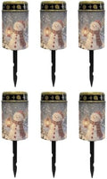 Poceacles Solar Lights Outdoor Solar Powered Outdoor Cemetery Stake Candle Grave Lamp Waterproof Grave Flameless Candle for Christmas Decor, Snowman Night Scene Print, 6 Piece by Poceacles