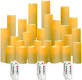 YIWER Plastic Waterproof Flameless Candles Set of 27: Battery Operated Candles Ivory Flickering Pillar Candles Include 4"/5"/6"/7"/8"/9" with 10-Key Remote 2/4/6/8H Timer Function by YIWER