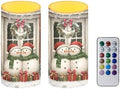 Battery Operated Flameless Candles with Remote and Timers Christmas Snowman Flameless LED Pillar Candles for New Year Party Decoration Battery Tea Lights by Merkmak