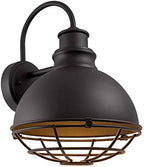 Design House 588442 Ajax Industrial Modern 1-Light Indoor/Outdoor Dimmable Wall Light with Removable Metal Wire Cage Shade for Porch Entryway Patio Garage Kitchen Bedroom, Textured Black - Image 4