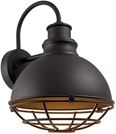 Design House 588442 Ajax Industrial Modern 1-Light Indoor/Outdoor Dimmable Wall Light with Removable Metal Wire Cage Shade for Porch Entryway Patio Garage Kitchen Bedroom, Textured Black - Image 4