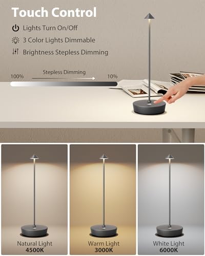 Cordless Table Lamp Rechargeable 6000mAh Battery Outdoor LED Light - Image 3