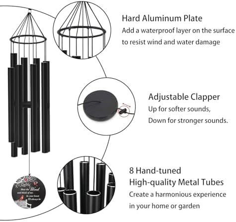 Personalized Wind Chimes, Memorial Gifts, Cardinal Wind Chime for Loss of Loved Dad/Mom, in Memory of Husband/Wife, 36inch Deep Tone Wind Chimes for Condolences - Image 3