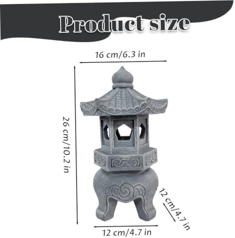 Pagoda Garden Statue, Resin Solar Japanese Pagoda Lantern, Decorative Zen Garden Landscape for Yard Patio Lawn, Style 3 - Image 6