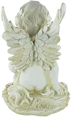 Northlight Heavenly Gardens Distressed Sitting Cherub Angel with Book Outdoor Patio Statue, 12", Distressed Ivory White - Image 6