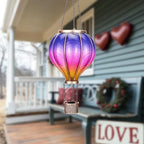 TERESA'S COLLECTIONS Hot Air Balloon Solar Lantern for Garden Decor ,Flickering Flame Hanging Solar Light for Outdoor ,Purple & Pink Plastic Lamp for Yard Tree Gift for Mom - Image 3