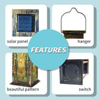 Solar Lantern Intricate Tribal Tattoo Style Stained Glass Artwork Outdoor Waterproof Garden Hanging Lantern Solar Powered Lighting Outside Table Lamp for Patio Deck Camping 1 Pack - Image 4