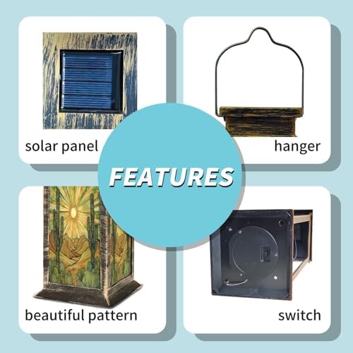 Solar Lantern Intricate Tribal Tattoo Style Stained Glass Artwork Outdoor Waterproof Garden Hanging Lantern Solar Powered Lighting Outside Table Lamp for Patio Deck Camping 1 Pack - Image 4