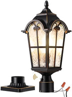 EDISHINE 21.9" Large Size Outdoor Post Light Dusk to Dawn Pier Mount Black by EDISHINE