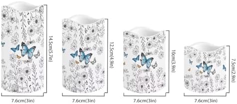 Butterfly Floral Flameless Candles with Remote Timer Battery Powered LED Candles Color Changing Pillar Electric Fake Candles Bulk for Indoor Outdoor Home Table Decoration Set of 4 - Image 2