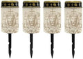 Poceacles Outdoor Solar Lights Solar Grave Candle Outdoor Waterproof Cemetery LED Candles for Cemetery Lawn Porch Outside Decoration, Retro Beige Lion Cross Rose, Set of 4 by Poceacles