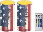 USA Flag Flameless Candles Independence Day Flag LED Pillar Candles with Remote and Timers Battery Tea Lights for Outdoor Patio Porch Memorial Day Lanterns by Merkmak