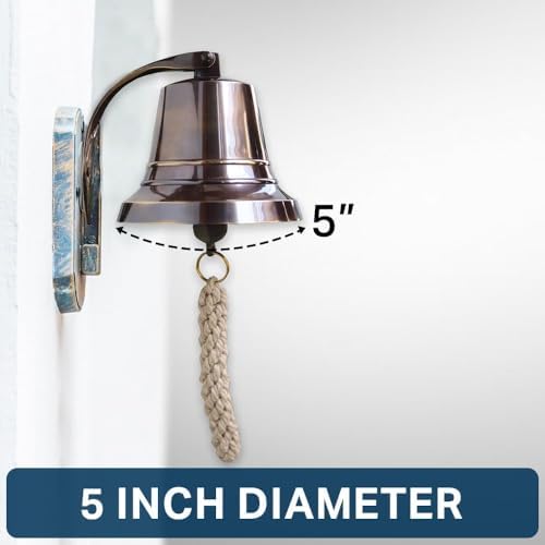 5" Solid Brass Bell Quality Marine Wall Mounted Ship Bronze Finished Hanging Bell Perfect for Dinner, Indoor, Outdoor, School, Bar, Reception, Last Order & Church By The Metal Magician - Image 2